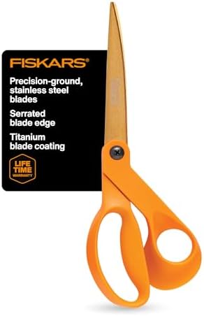 Fiskars 9" Titanium Shop Shears Heavy Duty Serrated Multipurpose
