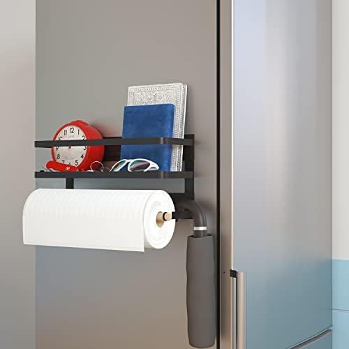 Black Magnetic Paper Towel Holder and Spice Rack