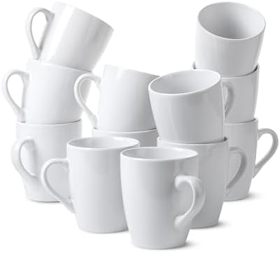 BTaT- White Coffee Mug Set, 12 Pack, 12oz, Ceramic Coffee Cups