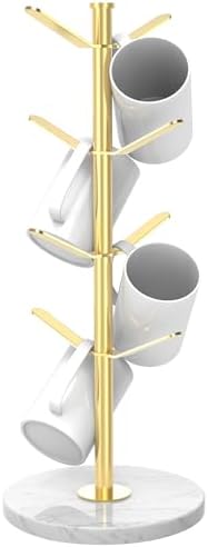 Gold Marble Mug Holder Tree with 2–8 Adjustable Hooks
