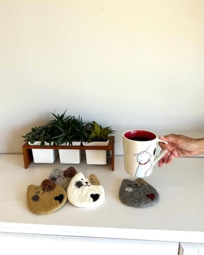 Humble Hilo Handmade Animal Felt Coaster Set of 4, Absorbent Coaster