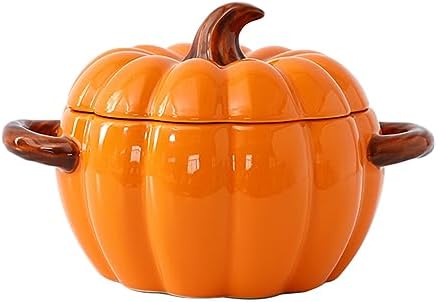 Dutch Oven Pot with Lid, Pumpkin Pottery Dessert Saucepan, Mini Baking