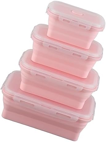 ZJchao Collapsible Silicone Food Storage Set 4 Piece Airtight