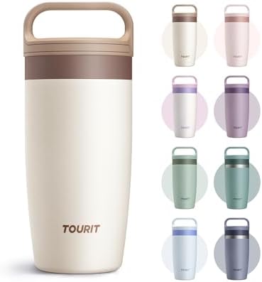 TOURIT Travel Coffee Mug 16 oz,Leakproof 2-Part Drink Lid