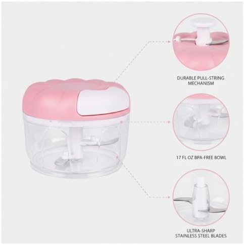 Manual Food Chopper, Pull-String Mincer for Garlic Herbs Vegetables