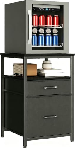 Herture Mini Fridge Stand, Small Refrigerator Stand with 3 Storage