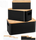 3 Pcs Metal Storage Box with Lid Nesting Farmhouse Storage Bins, Black