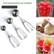 Stainless Steel Ice Cream Scoopers, Set of 3 - For Cookie Dough