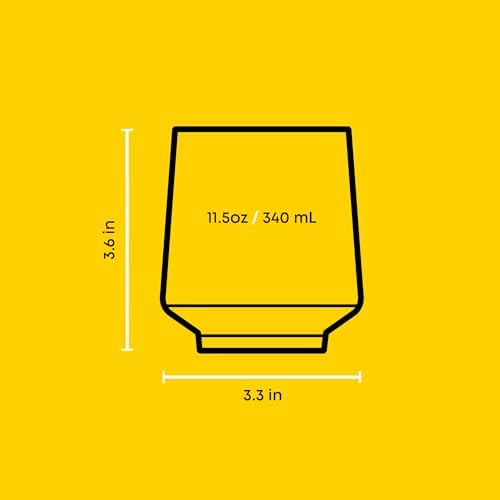 JoyJolt Sidney Double Old Fashioned Glasses Set of 4 | 11.5 oz Rocks