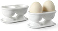 Cinf Ceramic Double Egg Cups 2 Pack, Boiled Egg Holders for Breakfast