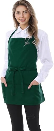Chef Apron 3 Pocket Short Apron Adjustable Halter Apron Waitress Apron