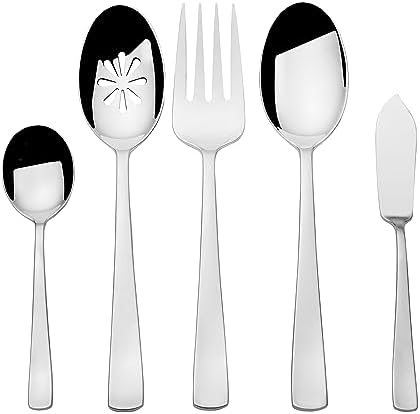 Mikasa Barrett 45-Piece Flatware Set, 18/10 Stainless Steel Silverware Set, Service for 8, Minimalist Square-Tip Handles, Dishwasher Safe
