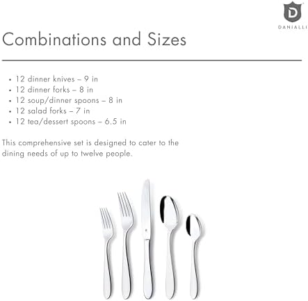 Danialli Modern Silverware Set, 18/10 Stainless Steel Flatware, Mirror