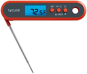 Taylor Digital Programmable Folding Stem Meat Thermometer, Orange