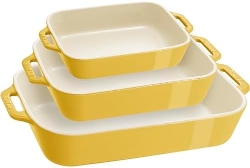 Staub 3-Pc Ceramic Baking Dish Set, Oven Safe Up To 570°F, Yellow