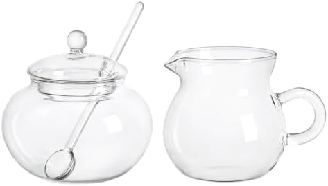 Glass Sugar and Creamer Set, Tea or Coffee Serving Set, Cream Pitcher