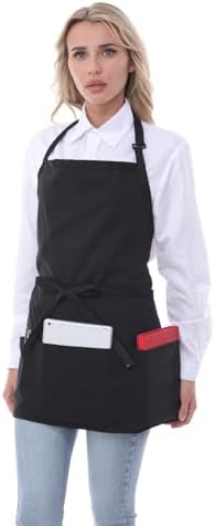 Chef Aprons for Women with 3 Pockets, Kitchen Work Apron for Cooking