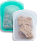 Stasher Premium Reusable Silicone Pocket Bags, 2-Pack, Clear and Aqua