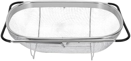 ASHATA Expandable Over Sink Colander, Large Stainless Steel Oval