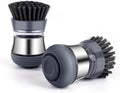 Soap Dispensing Palm Dish Brush, Stainless Steel, Gray