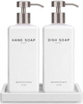 Brighter Barns White Glass Soap Dispenser Set, 12oz