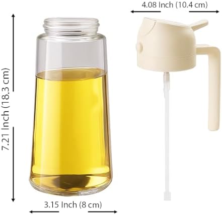 2-in-1 Glass Olive Oil Sprayer and Dispenser, 470ml/16oz, White