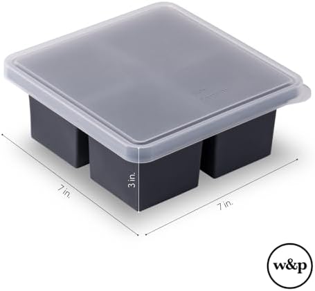 W&P Cup Cubes Silicone Freezer Tray with Lid, Blue, Makes 4 Perfect