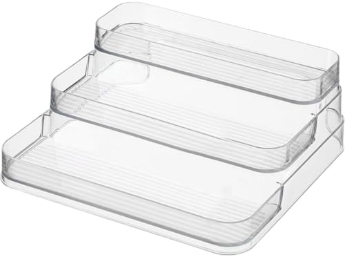 3-tier PET Spice Bottle Organizer Rack for Kitchen Cabinet Storage