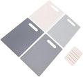 Plastic Cutting Board Set 4 Pack with Stand for Kitchen, Anti Slip