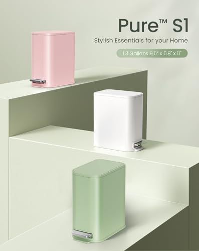 Cesun Small Bathroom Trash Can, 1.3 Gal, Pink