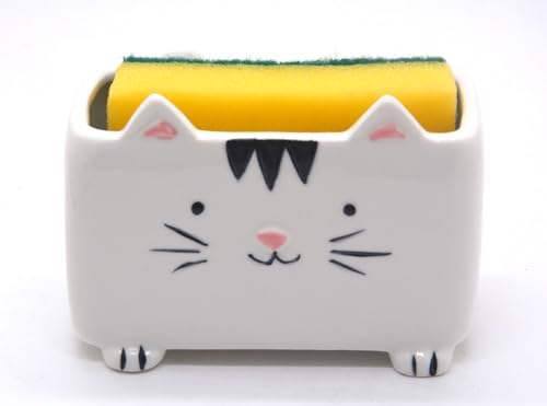 Ceramic Cat Sponge Holder for Kitchen Sink
