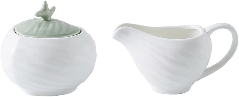 Ceramic Embossed Leaf Sugar Bowl Cream Jug Milk Jar Cream