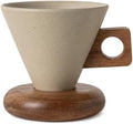 Handmade Ceramic Pour Over Coffee Cup with Walnut Stand