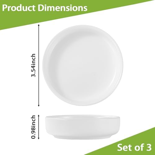 Bread Dipping Bowls Set of 3, Small Dipping Sauce Bowls, White Ceramic
