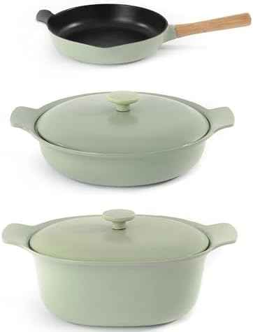 Berghoff 5Pc Green Enameled Cast Iron Cookware Set, Induction Pots &
