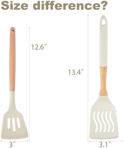 Non-Stick Silicone Kitchen Utensils Set, 7-Piece, Cream White