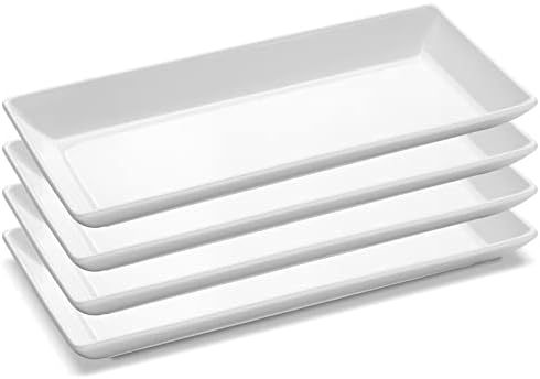 14” Large Porcelain Serving Platters, White Serving Plates Set of 4
