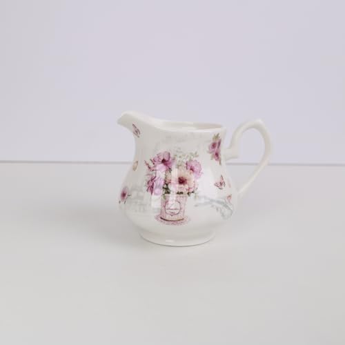 Guangyang 15-PCS Porcelain Tea Cup set for Adult,Purple Fancy Floral