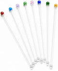 GET FRESH Glass Cocktail Stirrers Set – 8pcs Reusable Long Coloured