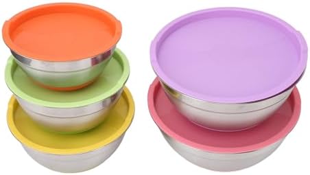Mixing Bowls Set, Stainless Steel 5 Piece Nesting Sizes