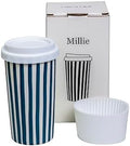 Ceramic Travel Mug with Lid 12 oz Cute Aesthetic Coffee Cup for Women