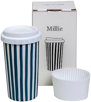 Ceramic Travel Mug with Lid 12 oz Cute Aesthetic Coffee Cup for Women