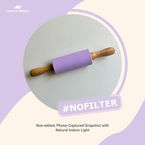 Small Rolling Pin for Kids, Non-Stick Silicone Surface with Wooden