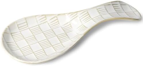 Ceramic Spoon Rest, 8.5-Inch Spoon Holder (Vintage White)