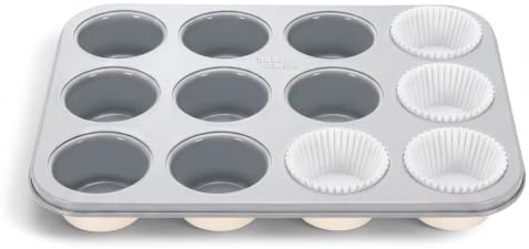 Bake Choice Muffin Pan for Baking, Standard Cupcake Pan, Cream Gray