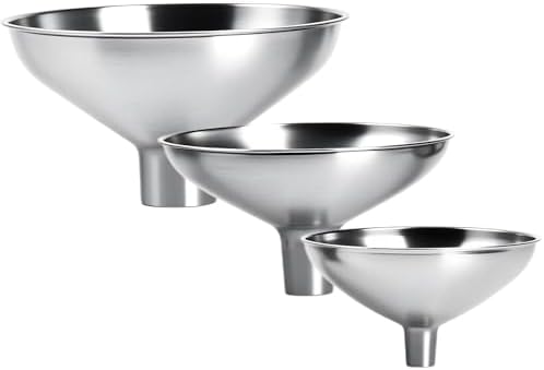 3-Piece Stainless Steel Kitchen Funnel Set, Includes 3 Sizes for