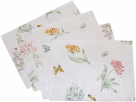 Lenox Butterfly Meadow Damask Placemats, Set of 4, Multicolor, 13"W x
