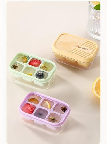 3-pack mini ice cube tray with lid and bin - 6-cubes each,easy remove