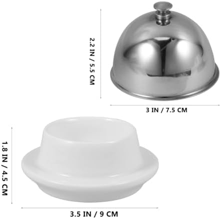 Tofficu 3 Pcs Ceramic Butter Dish with Lid, Round Butter Keeper with