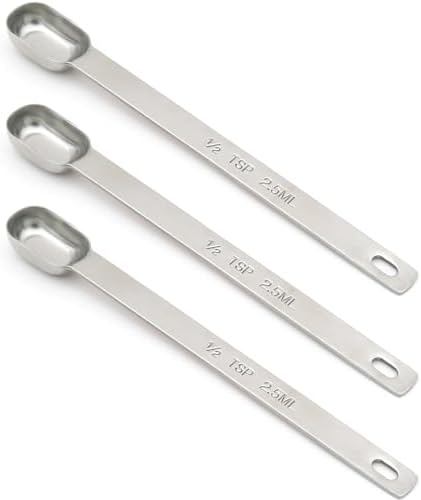3PCS 1/2TSP(2.5ML) Measuring Spoon, Stainless Steel Long Handle